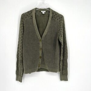 Sundance Cardigan Womens M Green Knit Ribbed Boho Peasant Hippie Academia